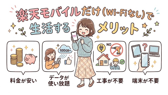楽天モバイルだけ（Wi-Fiいらない）で生活する４つのメリット