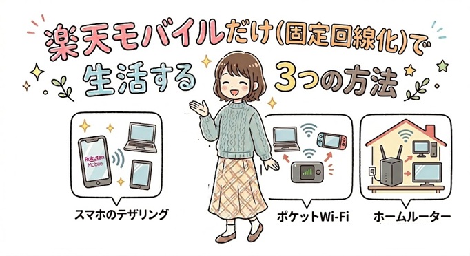 楽天モバイルだけ(固定回線化）で生活する３つの方法