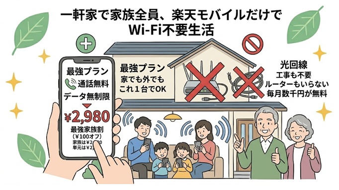 【結論】楽天モバイルなら楽天モバイル1本化【固定回線化）でWi-Fiはいらない