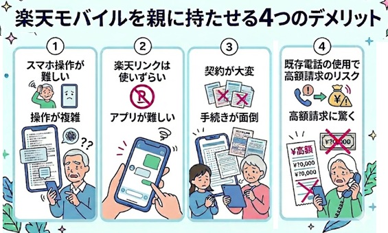 楽天モバイルを親に持たせるデメリット