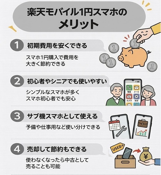 楽天モバイル1円スマホのメリット
