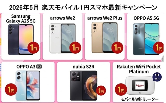 楽天モバイル1円スマホ 2026年5月最新キャンペーンを解説｜いつまで・デメリット・おすすめ・ 条件・申込み方法