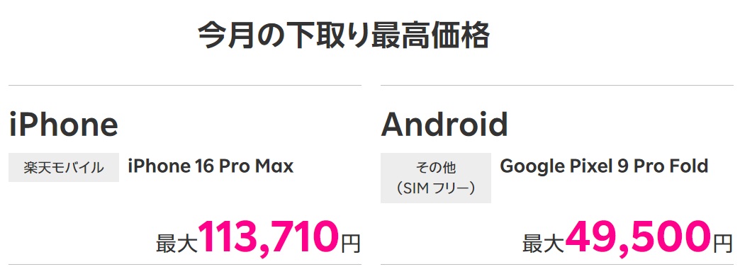 楽天モバイル 下取り